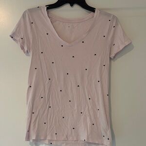 GAP Light Pink Heart Print Women's Tee